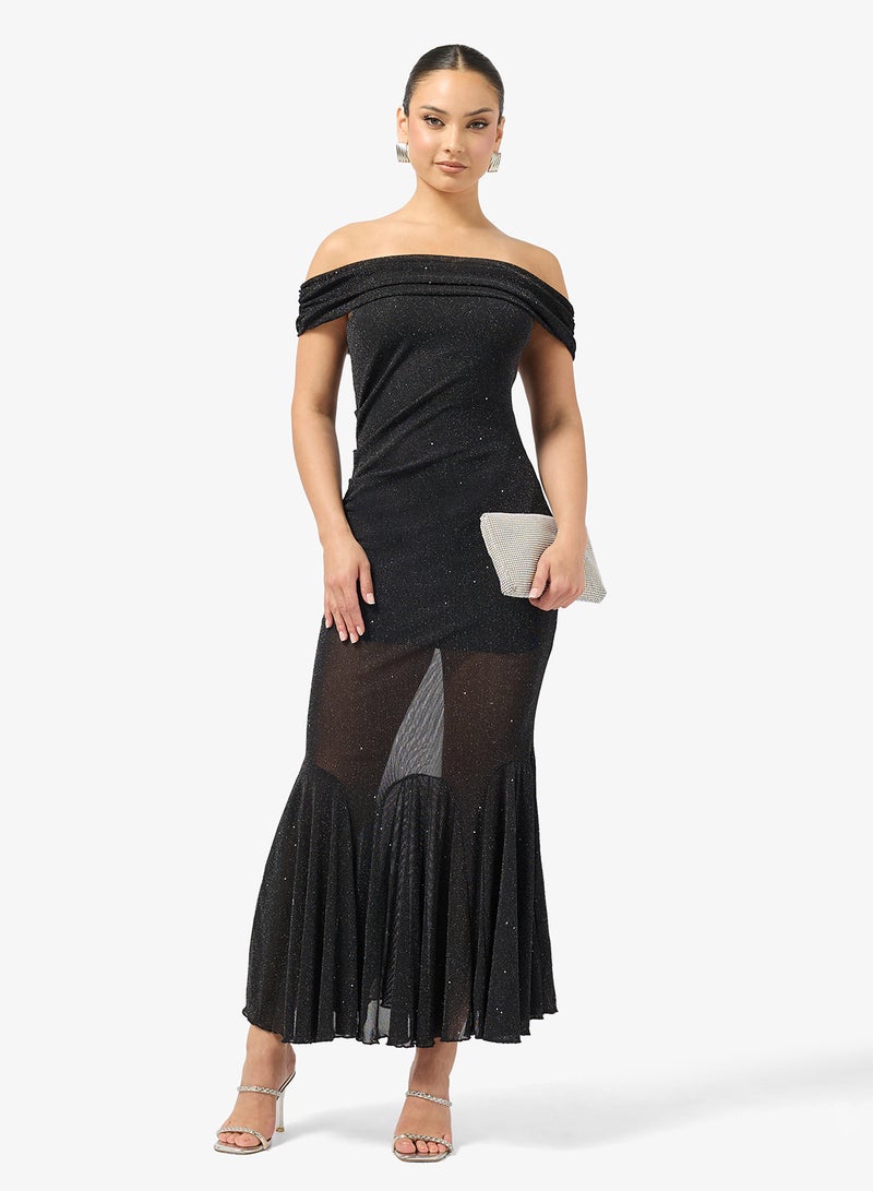 Ginger Off Shoulder Mesh Mermaid Dress - Image 1